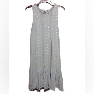 Anthropologie Blue Metallic Dot Sleeveless Dress